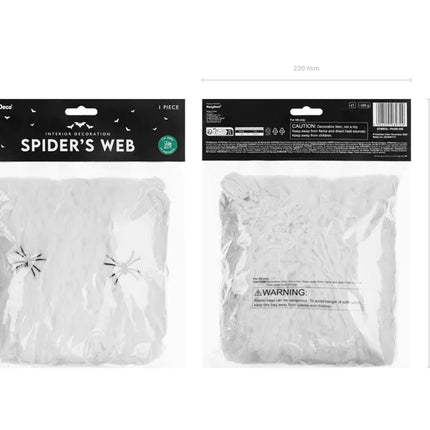 Halloween Spinnennetz Weiß Mit 2 Schwarzen Spinnen 200gr