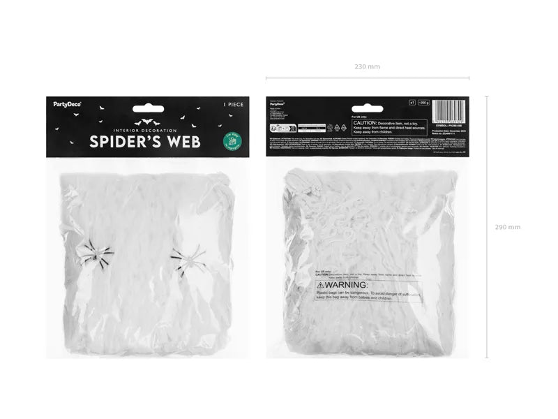 Halloween Spinnennetz Weiß Mit 2 Schwarzen Spinnen 200gr