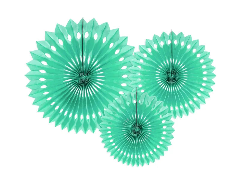 Mintgrüne Papierfächer 20cm 3Stk