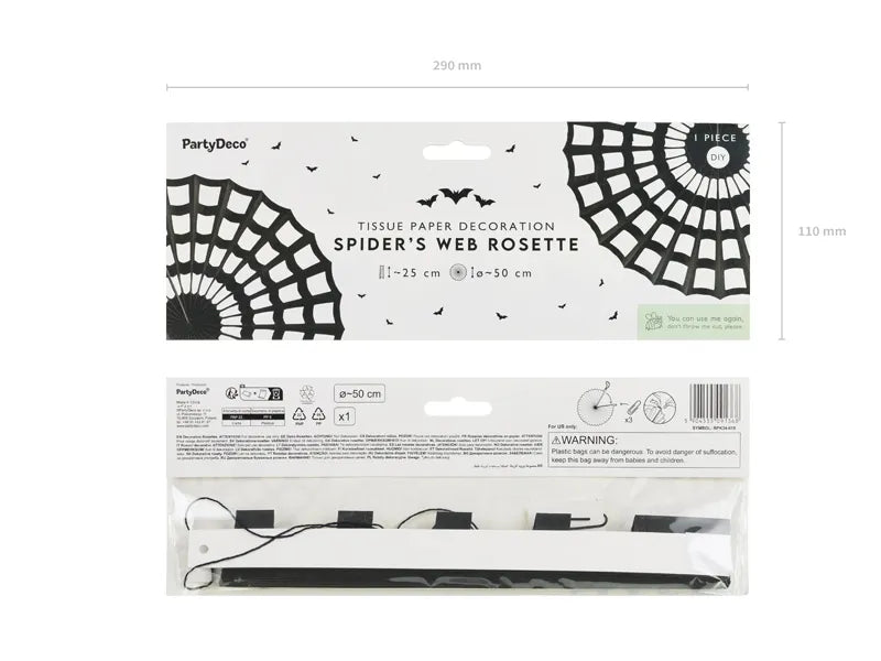 Spinnennetz Hängende Dekoration Schwarz 50cm