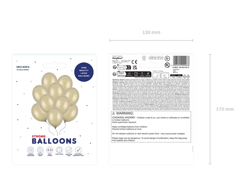Gold Ballons Metallisch Kalt Gold 27cm 10Stk