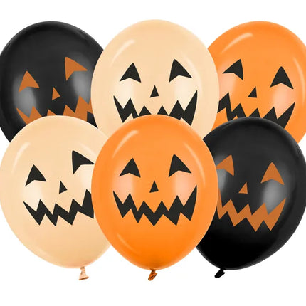 Halloween Ballons Schwarz Orange Kürbisse 30cm 6Stk