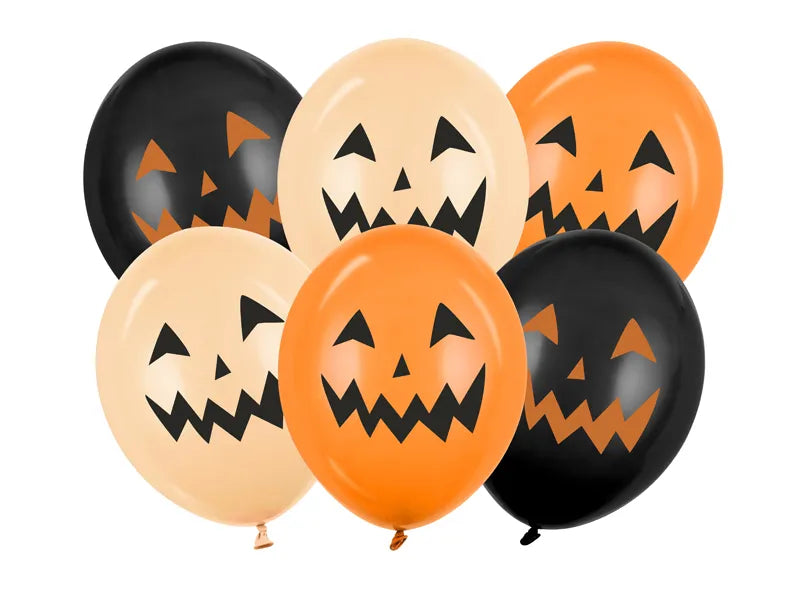 Halloween Ballons Schwarz Orange Kürbisse 30cm 6Stk