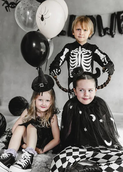Halloween Ballons Schwarz Weiß Spinnen 30cm 6Stk