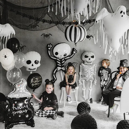 Halloween Ballons Schwarz Weiß Spinnen 30cm 6Stk