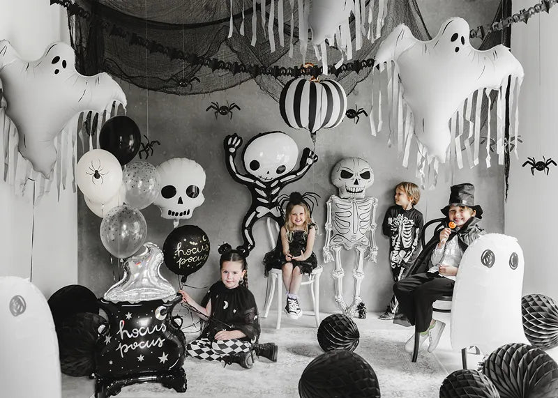 Halloween Ballons Schwarz Weiß Spinnen 30cm 6Stk