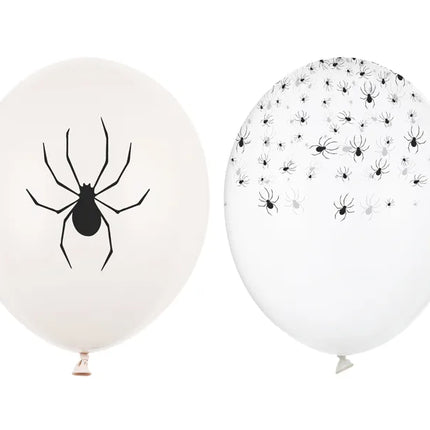 Halloween Ballons Weiß Schwarz Spinnen 30cm 50Stk