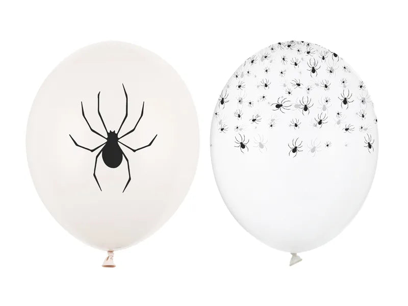 Halloween Ballons Weiß Schwarz Spinnen 30cm 50Stk
