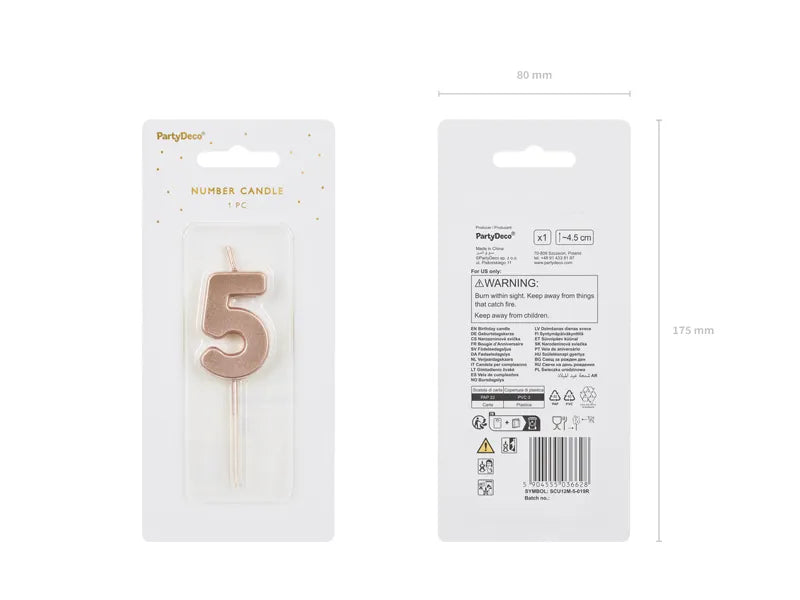5 Jahre Kerze Rose Gold 9cm