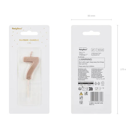 7 Jahre Kerze Rose Gold 9cm