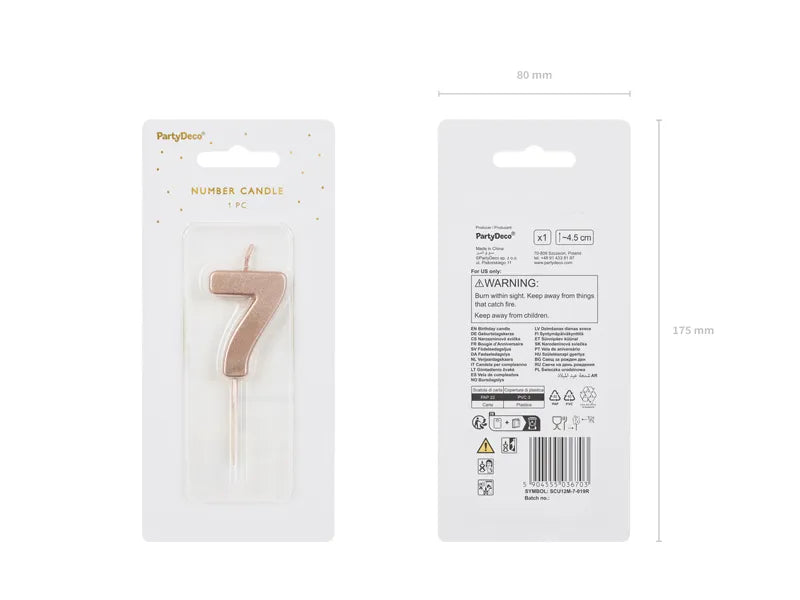 7 Jahre Kerze Rose Gold 9cm