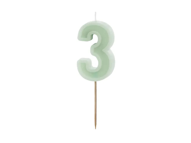 3 Jahre Kerze Mintgrün 10cm