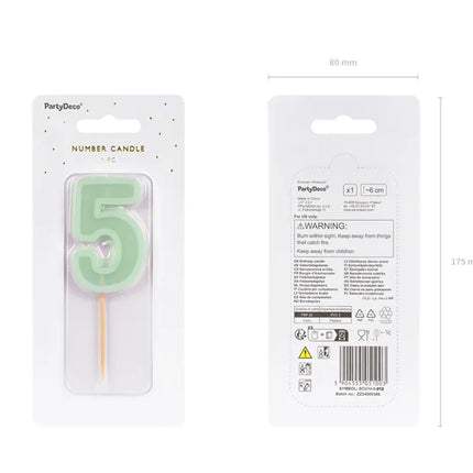 5 Jahre Kerze Mintgrün 10cm