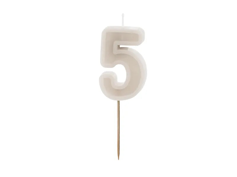 5 Jahre Kerze Beige 10cm