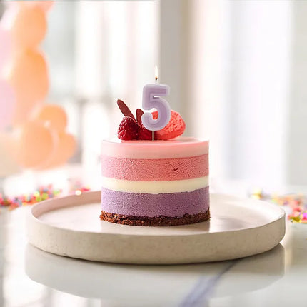 5 Jahre Kerze Lila 10cm