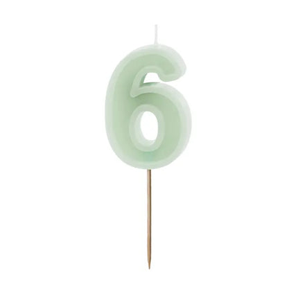 6 Jahre Kerze Mintgrün 10cm