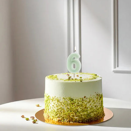 6 Jahre Kerze Mintgrün 10cm