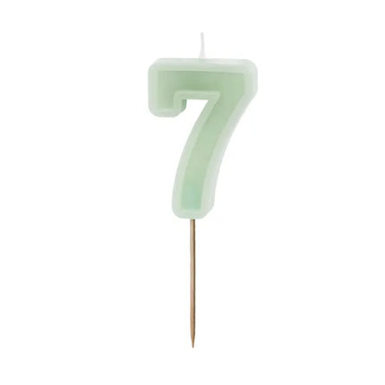 7 Jahre Kerze Mintgrün 10cm