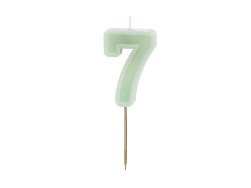 7 Jahre Kerze Mintgrün 10cm