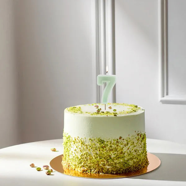 7 Jahre Kerze Mintgrün 10cm
