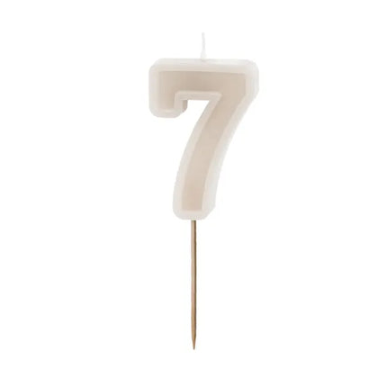7 Jahre Kerze Grau 10cm