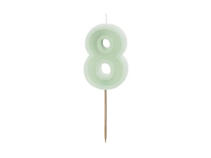 8 Jahre Kerze Mintgrün 10cm