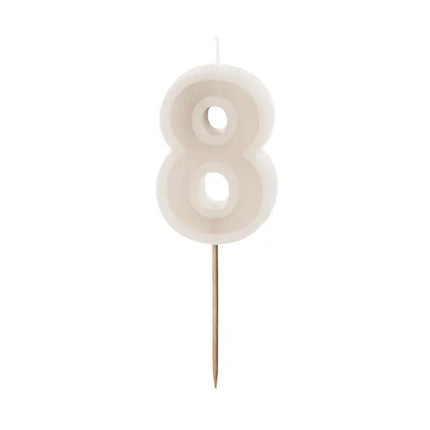8 Jahre Kerze Beige 10cm