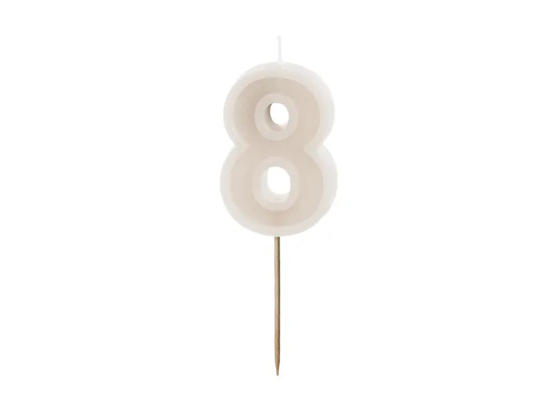 8 Jahre Kerze Beige 10cm