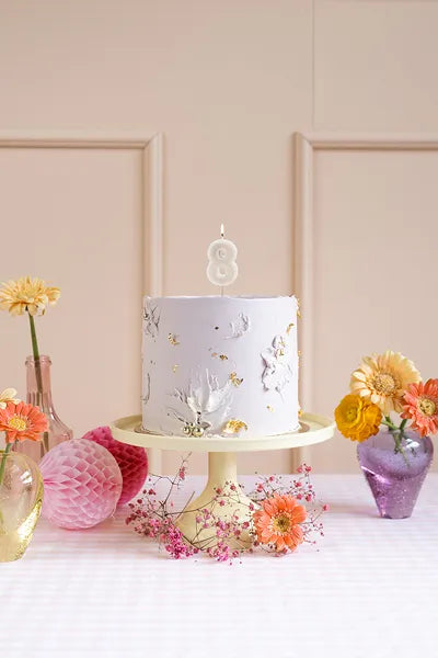 8 Jahre Kerze Beige 10cm