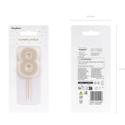 8 Jahre Kerze Beige 10cm