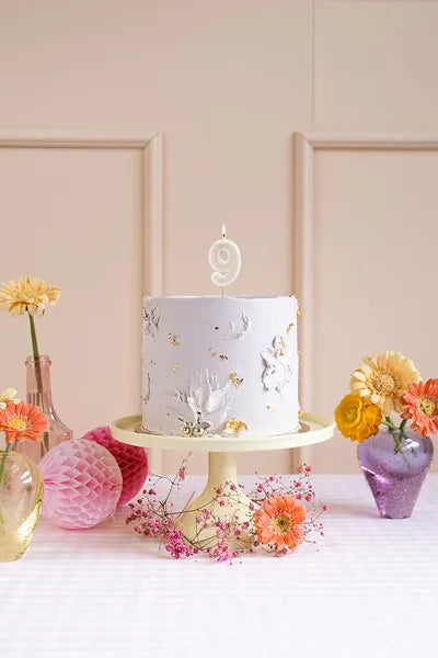 9 Jahre Kerze Beige 10cm