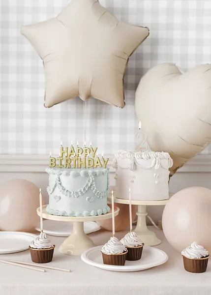 9 Jahre Kerze Beige 10cm