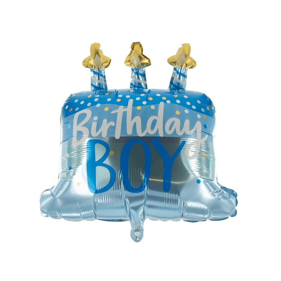 Birthday Boy Helium Ballon Blauw Taart Leeg 70cm van VDV Benefit koop je bij Partywinkel