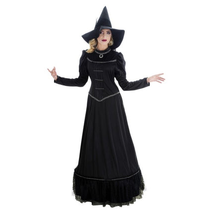 Schwarzes Hexenkostüm für Damen, 2-teilig