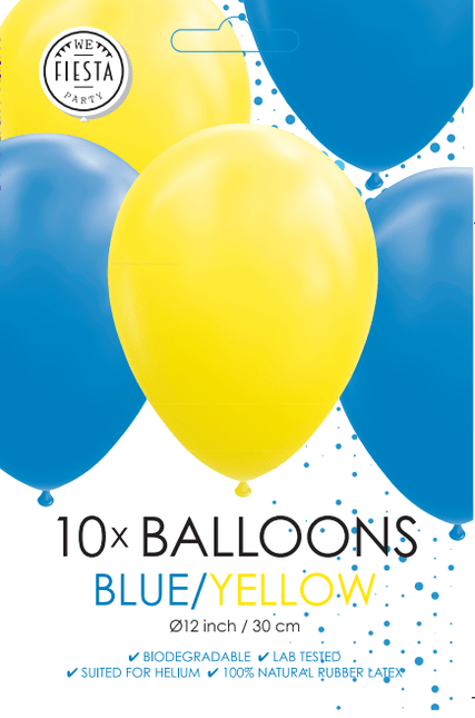 Blauw Gele Ballonnen 30cm 10st van WeFiesta koop je bij Partywinkel