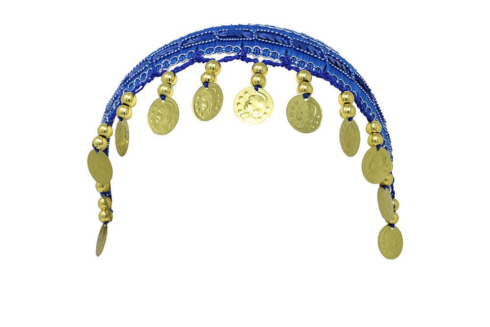 Blauw Gouden Hoofdband Munten - Partywinkel - 8434077137703