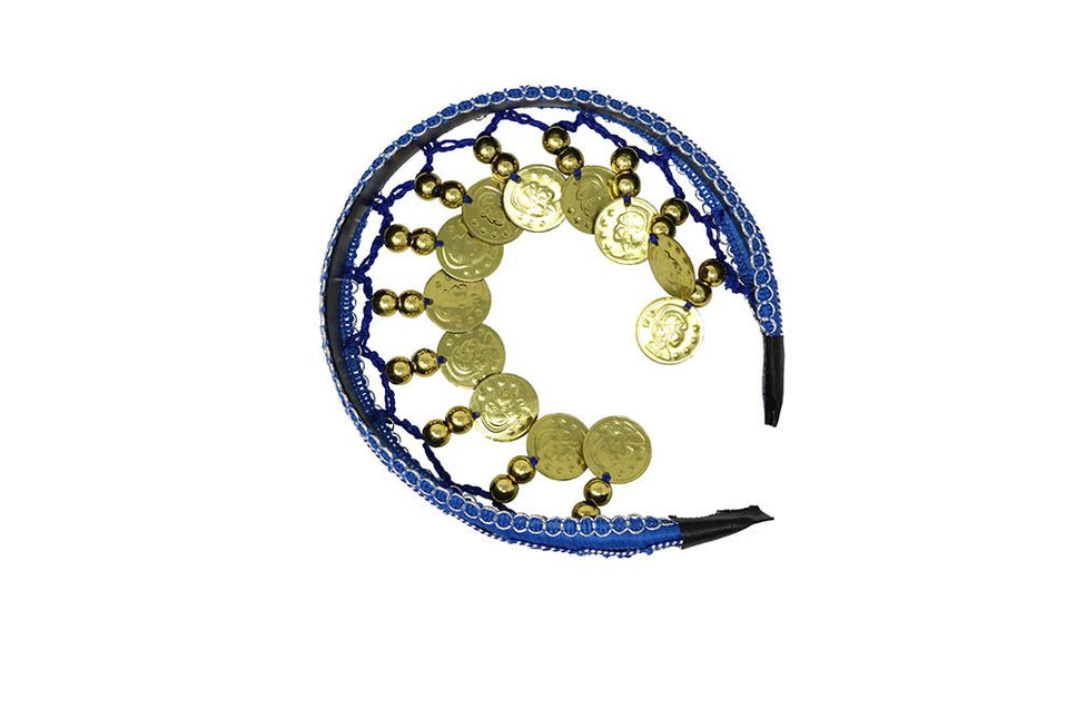 Blauw Gouden Hoofdband Munten - Partywinkel - 8434077137703