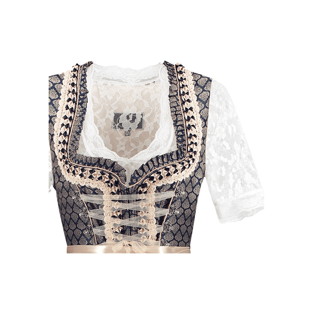 Blauw Wit Creme Dirndl Jurk Oktoberfest Dames 2 Delig van Haus Huberts koop je bij Partywinkel