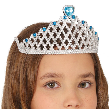 Blauw Zilveren Tiara Kind - Partywinkel - 8434077230046