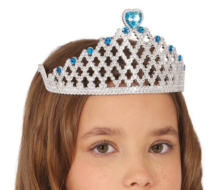 Blauw Zilveren Tiara Kind - Partywinkel - 8434077230046
