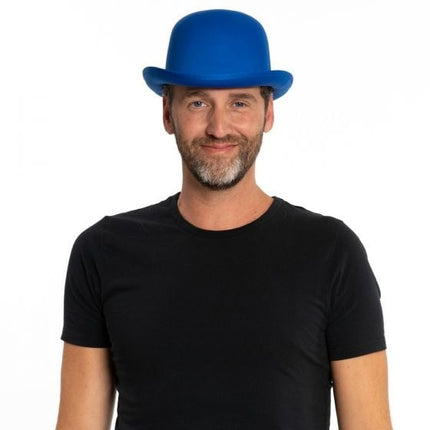 Blauwe Bolhoed Satijn van Partychimp koop je bij Partywinkel