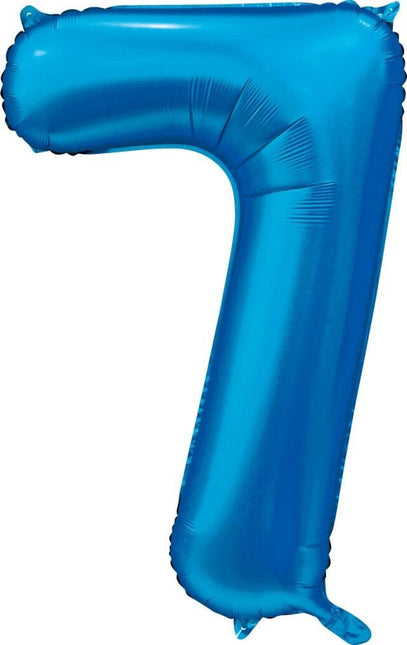 Blauwe Cijfer Ballon 7 Jaar Glans 86cm van WeFiesta koop je bij Partywinkel