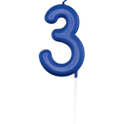 Blauwe Cijferkaars 3 van Unique koop je bij Partywinkel