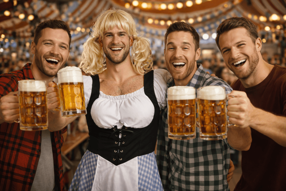Blauwe Dirndl Jurk Oktoberfest Heren van Partychimp koop je bij Partywinkel