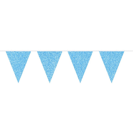 Blauwe Glitter Vlaggenlijn - 6 meter van Folat koop je bij Partywinkel
