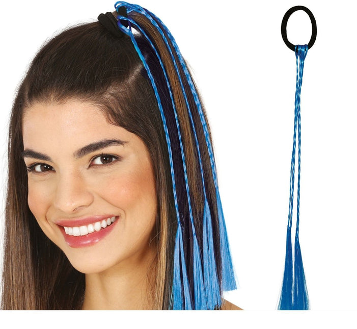 Blauwe Hair Extension 35cm 3st - Partywinkel - 8434077481417