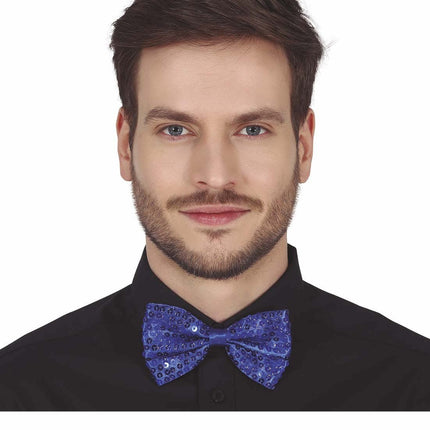 Blauwe Strik Pailletten 12cm van Fiestas Guirca koop je bij Partywinkel