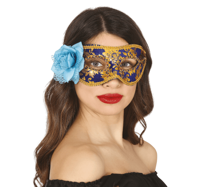 Bloem Masker Blauw Goud van Fiestas Guirca koop je bij Partywinkel