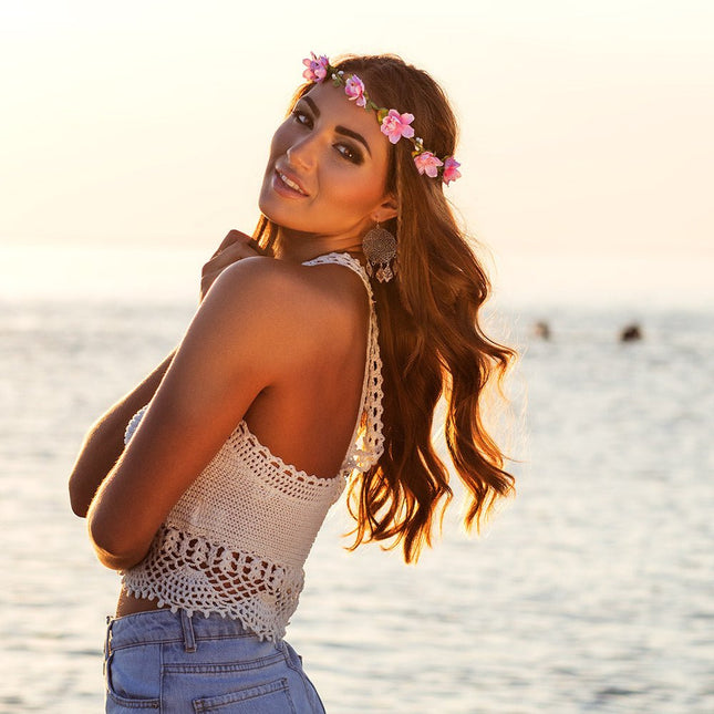 Bloemen Haarband Roze Deluxe van Boland koop je bij Partywinkel