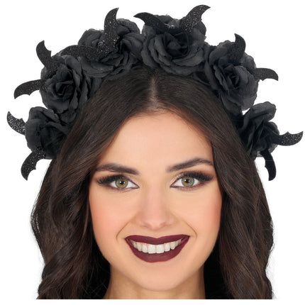 Bloemen Haarband Zwart van Fiestas Guirca koop je bij Partywinkel